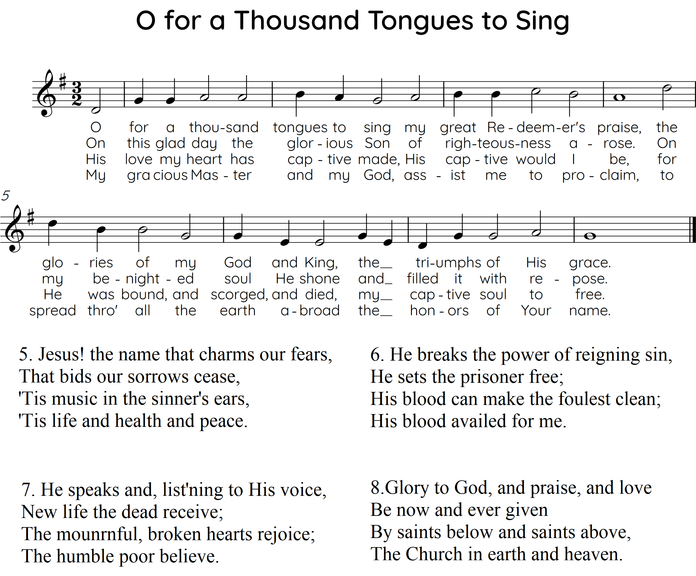 O for a Thousand Tongues to Sing